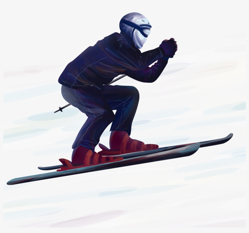 Winter Cartoon Hand Drawn Png And Psd - Downhill, transparent png