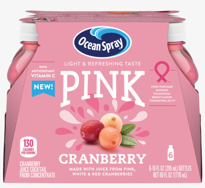 Ocean Spray Pink Juice Cocktail, 10 Fl Oz, 6 Count - Ocean Spray Pink Cranberry Juice, transparent png