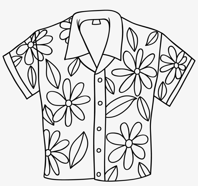 Download Hawaiian Shirt Digi Stamp Line Art 1358x1214 Png Download Pngkit