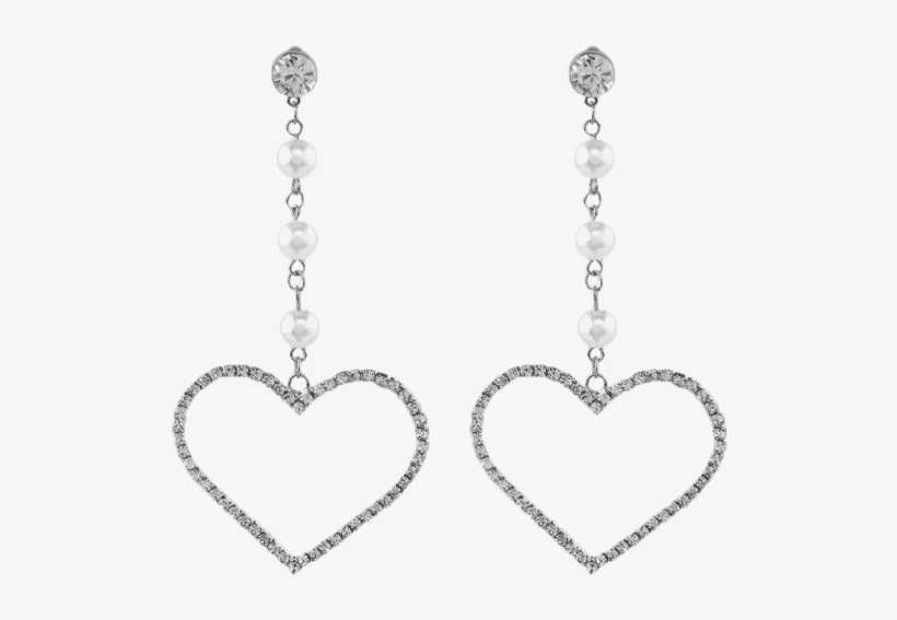 Silver Heart Dangle Earrings - Earrings, transparent png
