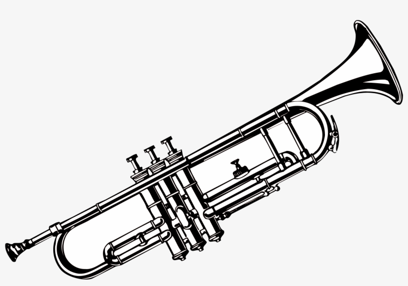 Musical Instrument Trumpet - Trumpet Black And White, transparent png