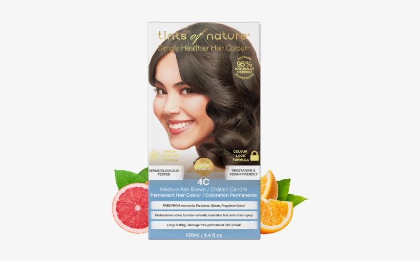 4c Medium Ash Brown Permanent Hair Dye - Tints Of Nature 4n, transparent png