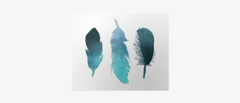 Blue Turquoise Watercolor Bird Feather Poster • Pixers® - Watercolor Painting, transparent png