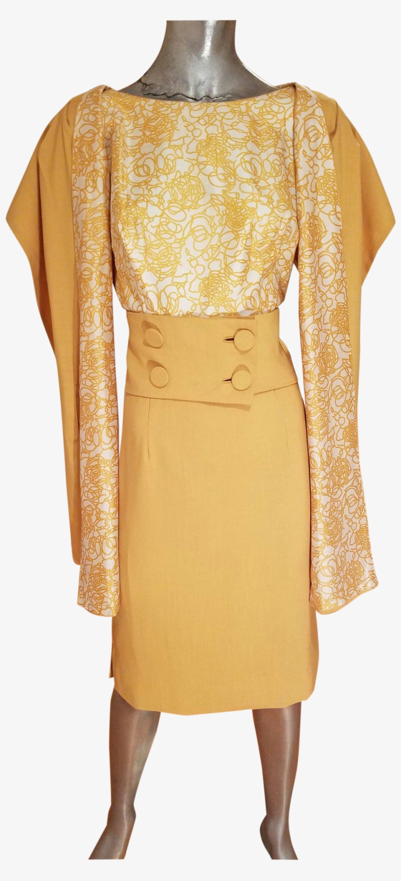Yellow/white Swirl Pattern Silk Bodice And Shawl - Day Dress, transparent png