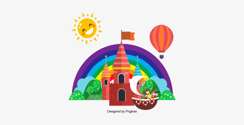 Beautiful Cool Cartoon Lovely Hand-painted Castle Rainbow - Cartoon, transparent png