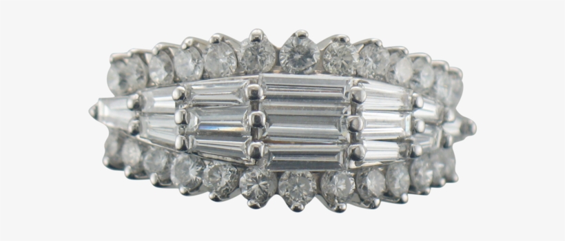 Vintage Modern Deco 14k White Gold 3 Carat Baguette, transparent png