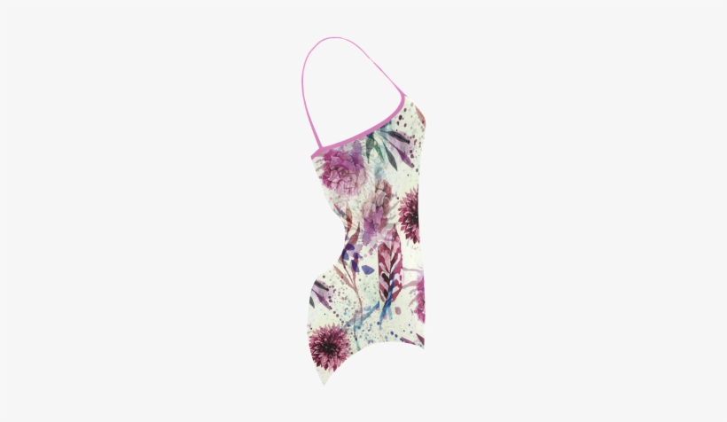 Watercolor Flowers Strap Swimsuit - Active Tank, transparent png