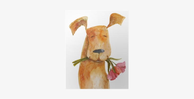 Red Dog With Flowers - Disegno Cane Con Fiori, transparent png