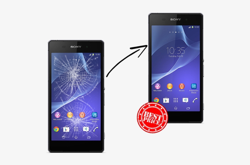 Sony Xperia Z1 Cracked, transparent png