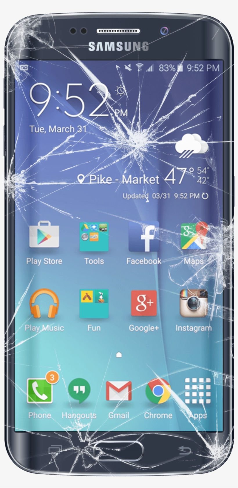 Make Source - Ecran S6 Edge Cassé, transparent png