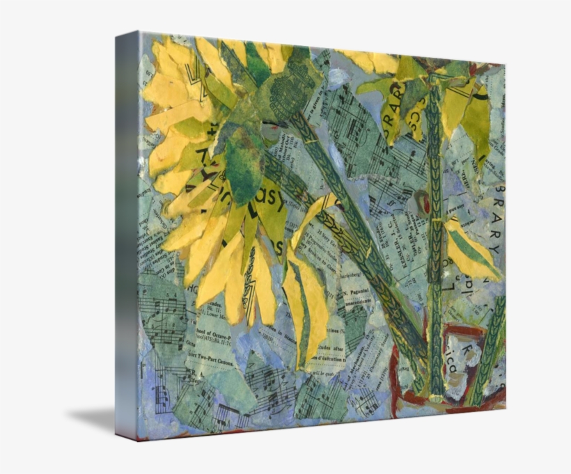 "sunflower Stems Abstract Collage Art" By Miriam - Canvas, transparent png