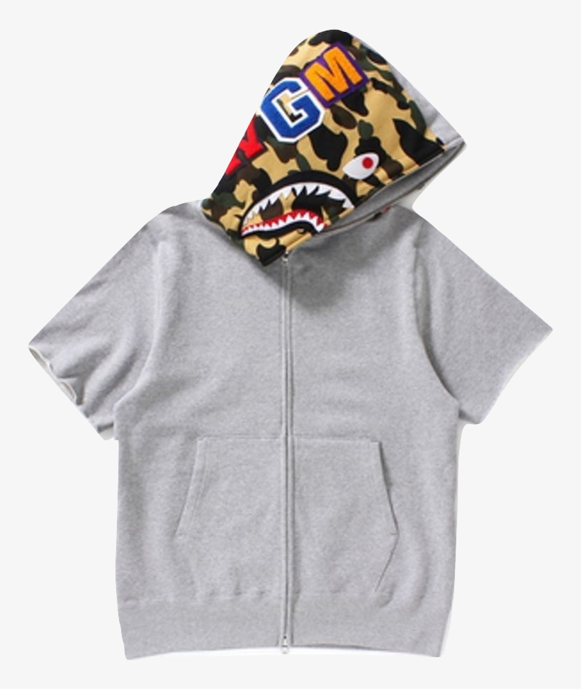 A Bathing Ape Shark Short Sleeve Full Zip Hoodie - Hoodie, transparent png