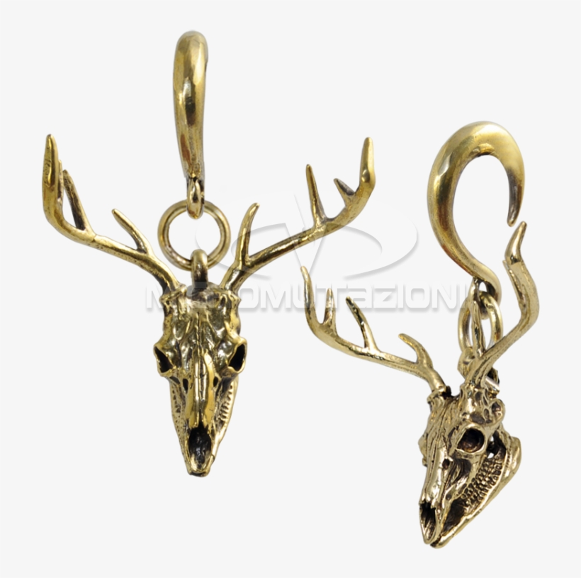 Brass Ear Weight Deer Skull Pendant Ear - Ear, transparent png