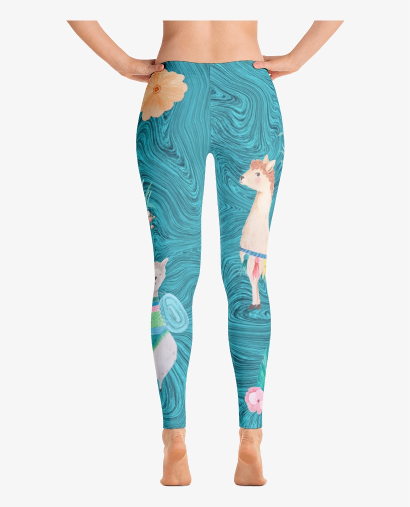 Turquoise Marble Llama And Cactus Print - Mermaid Leggings Kids, transparent png