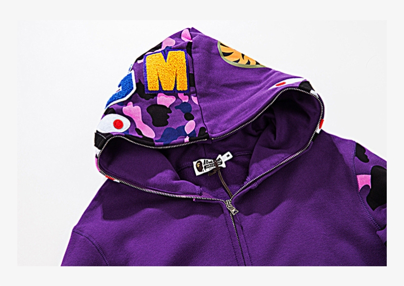 Bape 12201600 Men's Jacket Printing Hoodie Coat Shark - Hoodie, transparent png