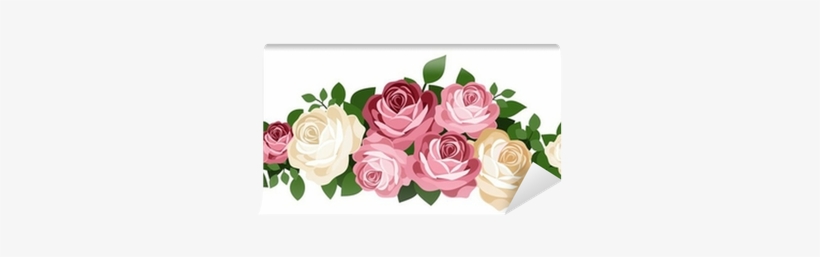 Pink And White Roses - Free Vector Flowers Bunch, transparent png