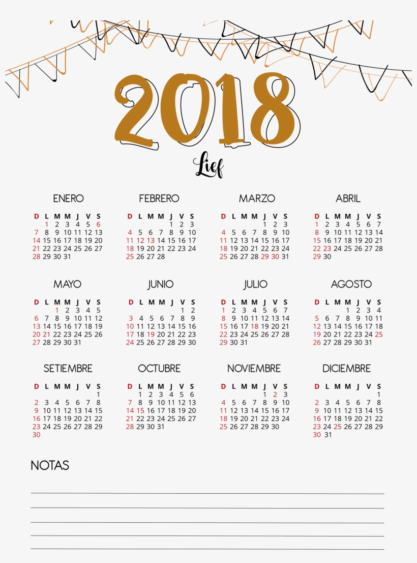 Lief Te Regala Este Calendario 2018 Para Imprimir Y - Paper, transparent png