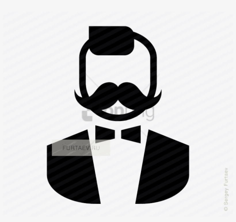 Free Png Vector Icon Of Stylish Man With Moustache - Bow Tie Man Icon, transparent png