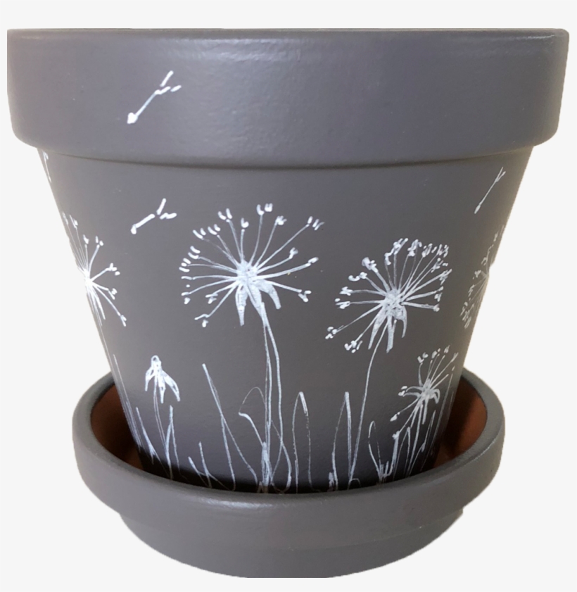 Dandelion Pot In Pewter, Part Of The Whimsical Collection - Flowerpot, transparent png