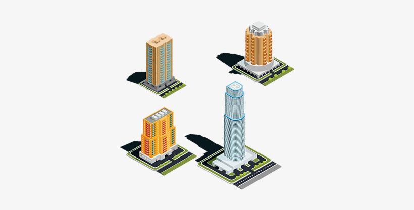 Vector Isometric 3d Illustrations Of Modern Urban Buildings, - Euclidean Vector, transparent png