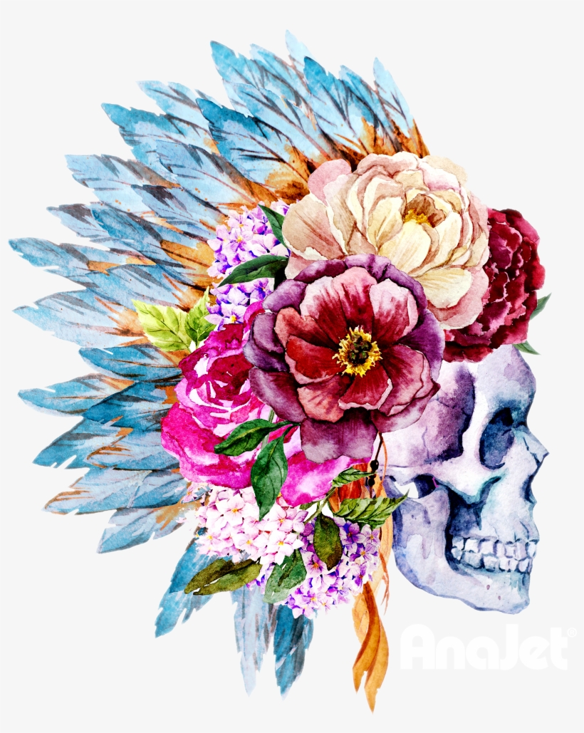 Headdress Dark Garme - Skull With Flower Indian Headdress, transparent png