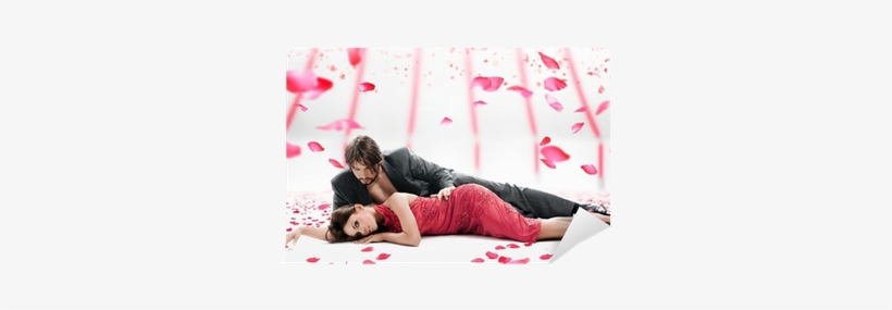 Attractive Couple Over Falling Rose Petals Wall Mural - Love You My Sweetheart, transparent png
