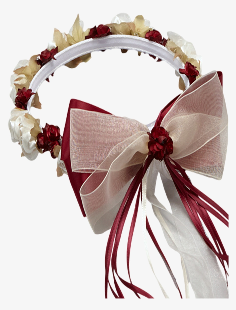 Burgundy Floral Crown Wreath Handmade With Silk Flowers, - Wreath, transparent png