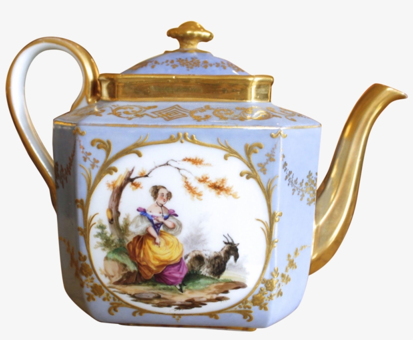 Dresden Porcelain Teapot With Figural Vignettes And, transparent png