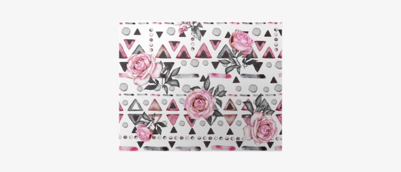 Seamless Pattern With Watercolor Flowers And Textured - Watercolor Painting, transparent png