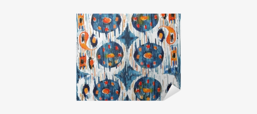 Ikat Seamless Bohemian Ethnic Pattern In Watercolour - Blue Circle Balinese Ikat Print Mini Backpack, transparent png