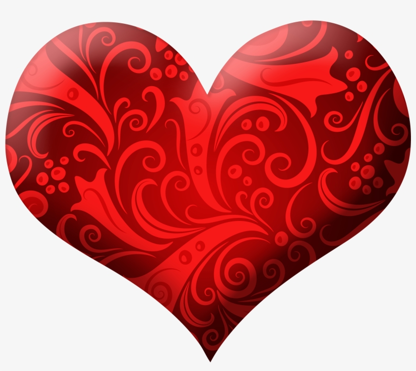 Red Heart With Ornaments Png Clipart Picture - Red Heart Png, transparent png