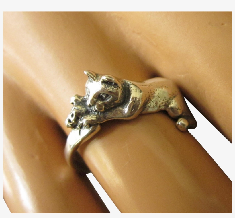 Sterling Cat With Ball Of Yarn Ring, Size - Jaguar, transparent png