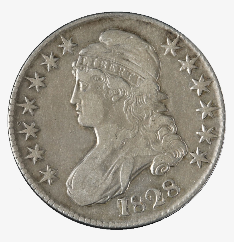 1828 Bust Half Dollar Choice F/vf Curl Base No Knob - Silver, transparent png