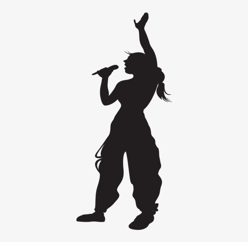 Silhouette Of A Karaoke Singer - Silhouette Of Girl Singing, transparent png