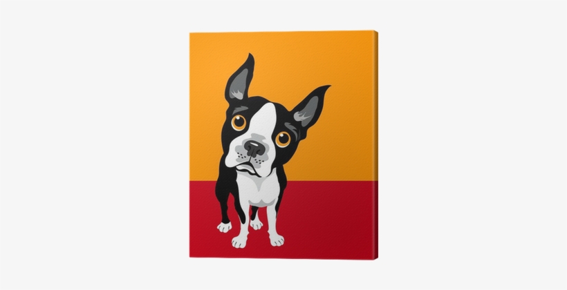 Funny Illustration Of Boston Terrier Canvas Print • - Boston Terrier Sleep Vector, transparent png