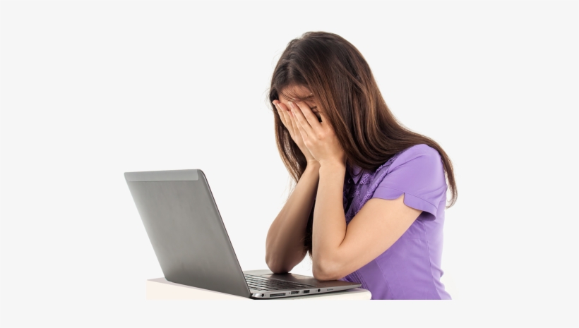 Download Sad Girl With Laptop Png Image - Sad Girl On Laptop, transparent png