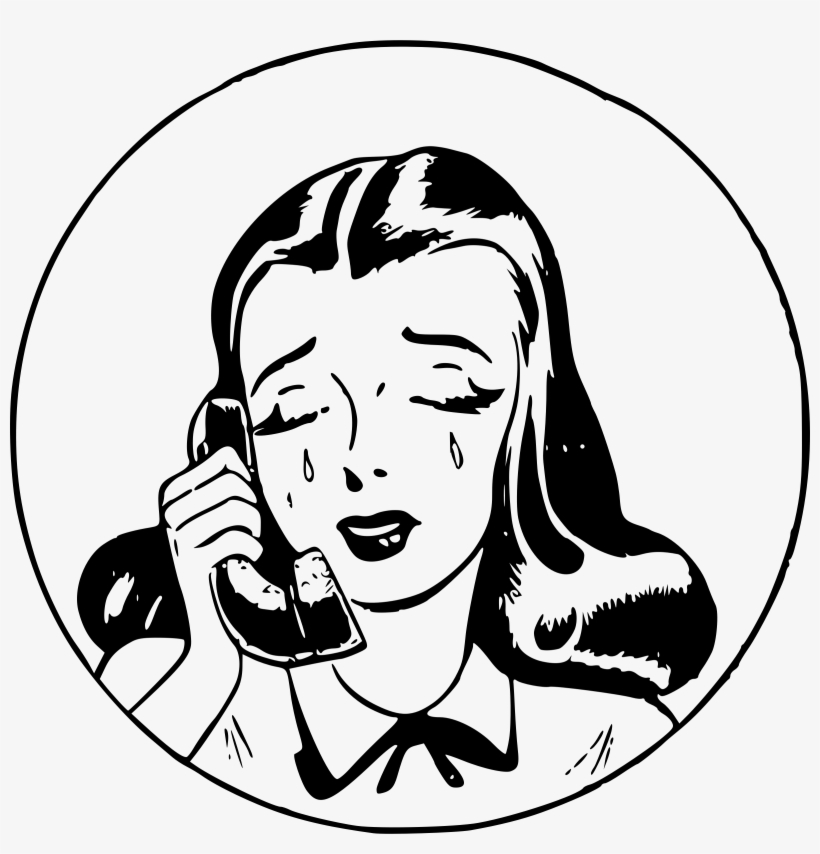 Medium Image - Girl On The Phone Drawing, transparent png