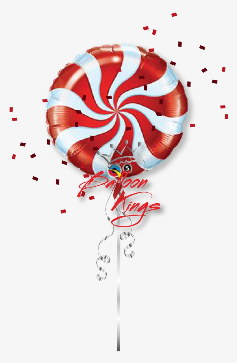 Candy Swirl Red - Red And White Mylar Balloons, transparent png