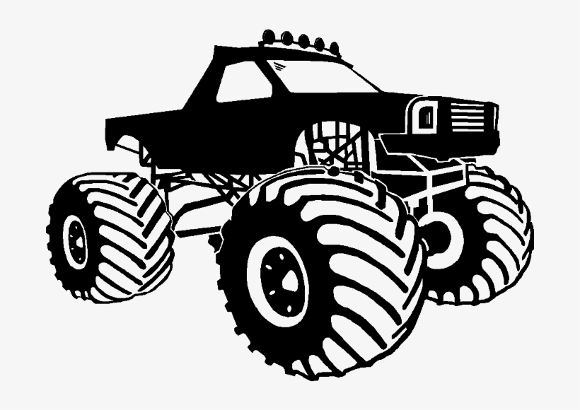 Clip Art Royalty Free Library Collection Of Black And - Black And White Monster Truck, transparent png