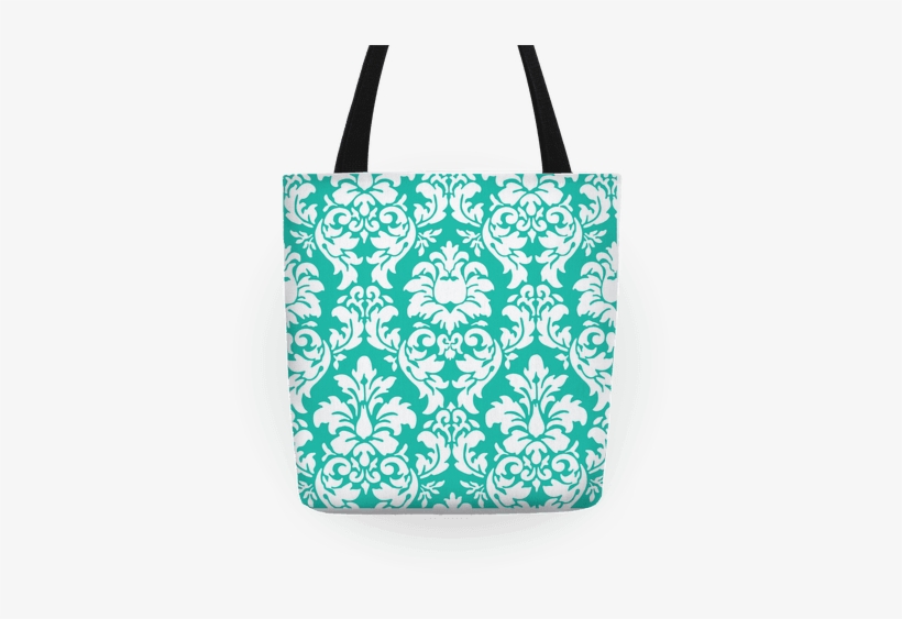 Mint Damask Tote - Azul Turquesa Y Marron, transparent png