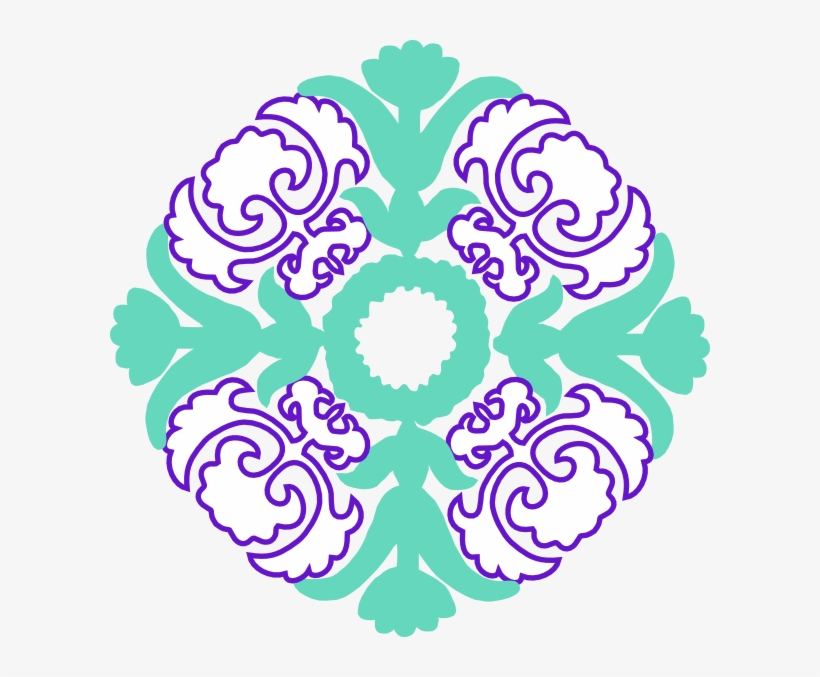 Damask Clipart Florish - Damask Teal And Purple, transparent png