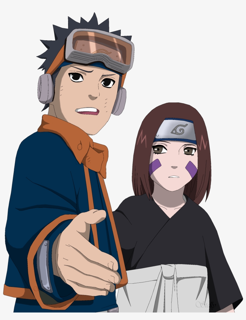 Obito E Rin 654 Lineart Colored By Dennisstelly-d6th7d4 - Obito Dan Rin Kecil, transparent png