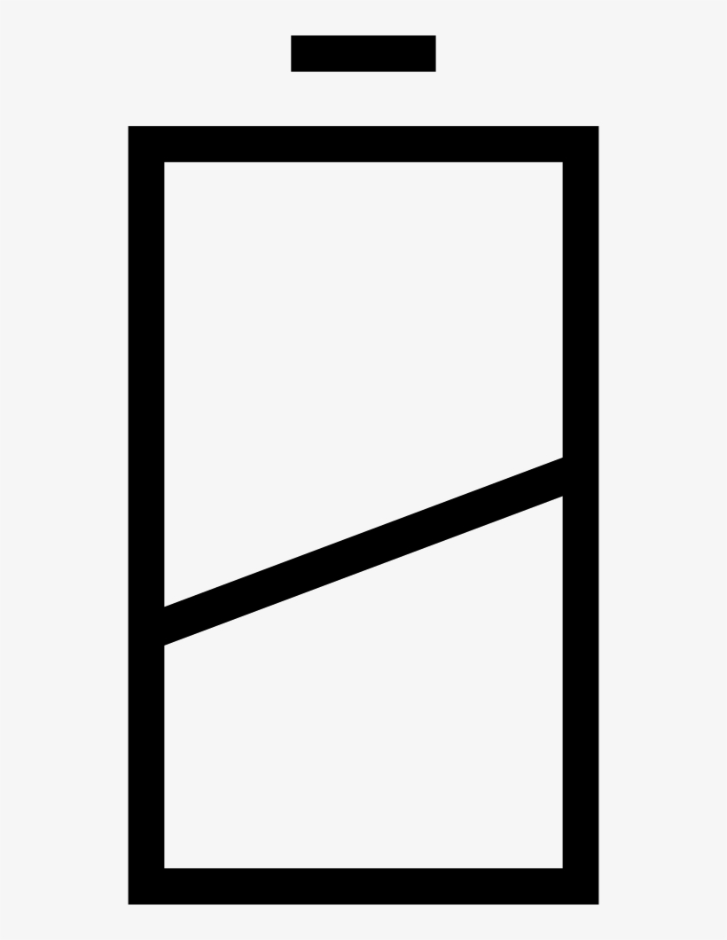 Half Battery Status Symbol With Diagonal Line Comments, transparent png