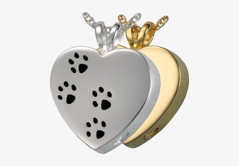 Paw Prints On My Heart Pet Jewelry Shown In Silver - Cremation Jewellery Ashes Urn Cat Pendant Keepsake, transparent png