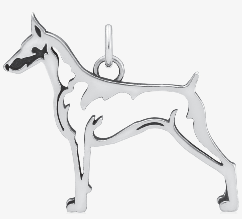 Doberman Picsher - Sterling Silver Doberman Pinscher Pendant, Body, transparent png