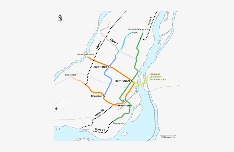 Map Of Proposed Extensions To The Montreal Metro In - Montreal Metro, transparent png