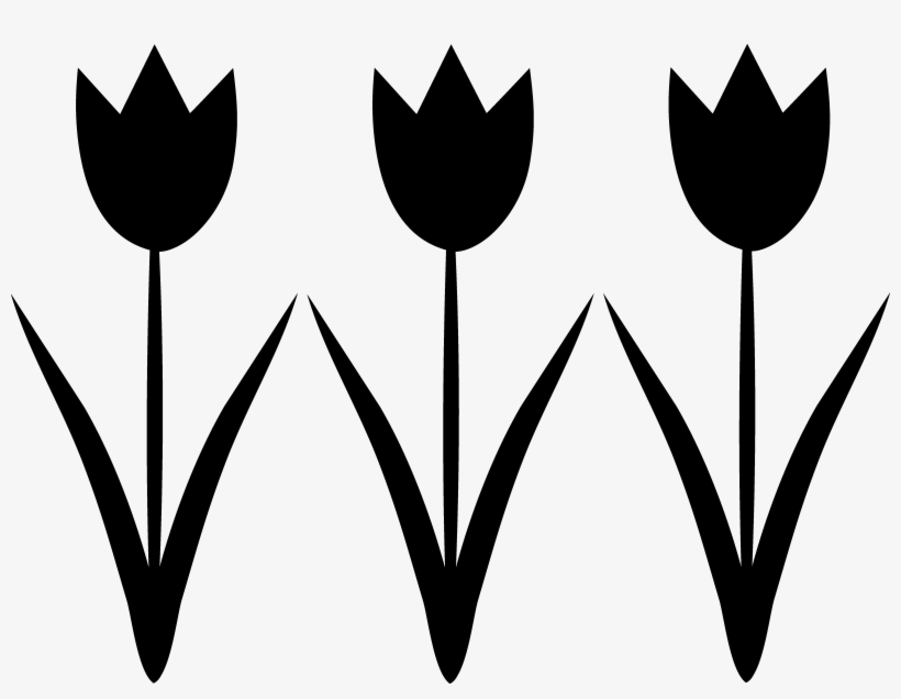 Three Tulips Silhouette Design - Tulip Clipart Black And White, transparent png