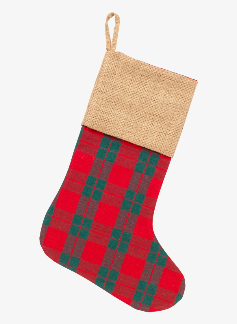 Plaid Christmas Stocking - Christmas Stocking Transparent, transparent png