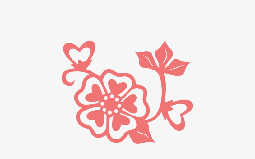 Heart Flower Scrapbook Cut File Cute Clipart Files - Cute Flower Silhouette Free, transparent png