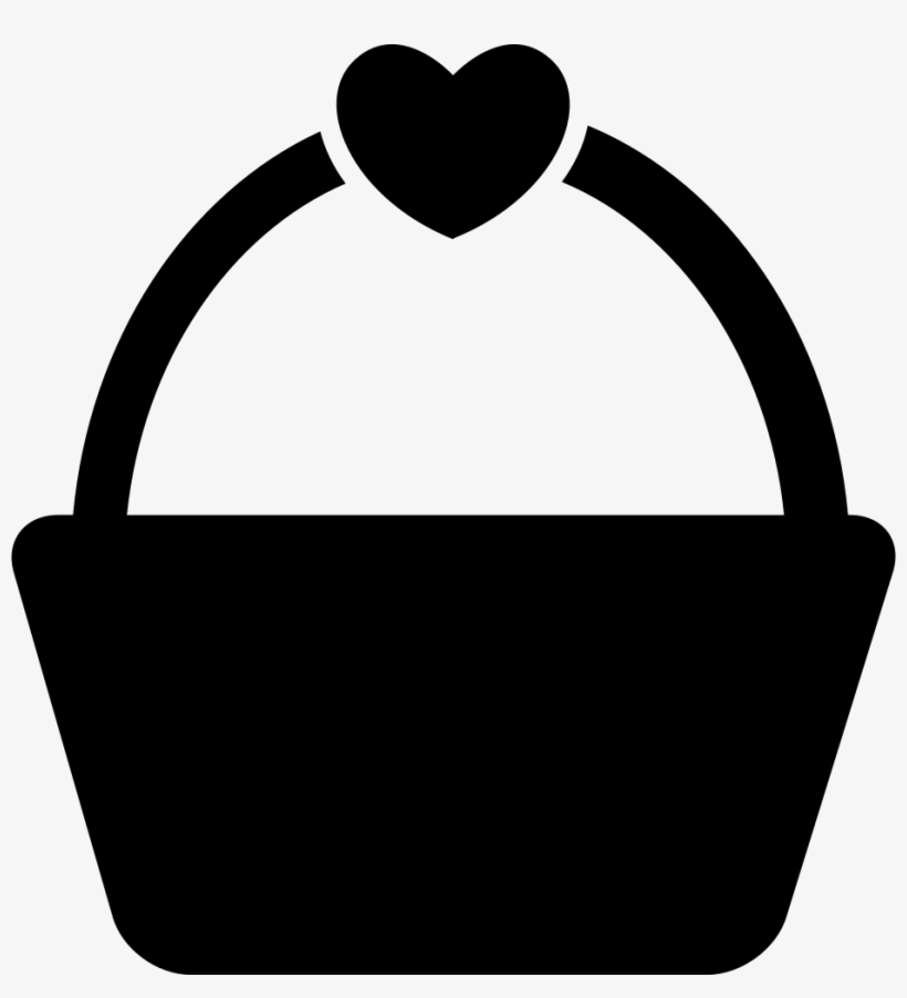 Shopping Or Picnic Basket With A Heart Shape Comments - Silhouette Of A Basket, transparent png